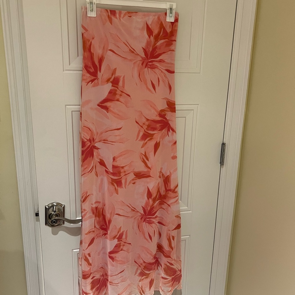 Floral pink maxi / tube dress